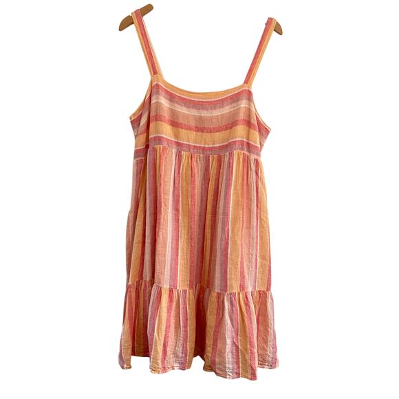 Rails Sadie Stripe Linen Blend Minidress Womens size XL Smocked tired Breathable - Picture 1 of 10